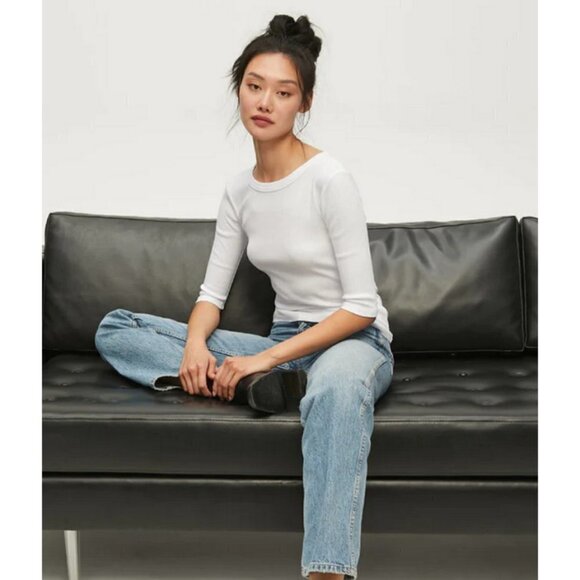 💕MICHAEL STARS💕 Dot Boatneck 3/4 Sleeve Slub Jersey Knit Tee ~ Mint Green NWOT - Picture 9 of 13